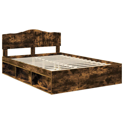 Bed Frame Smoked Oak 150 x 200 cm Solid Pine Wood