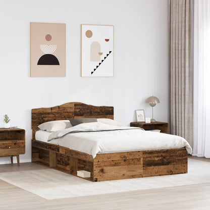 Bed Frame with Headboard Old Wood 150 x 200 cm Solid Pine Wood