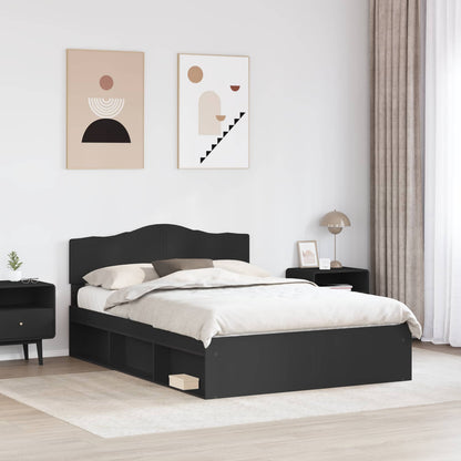 Bed Frame with Headboard Black 140 x 200 cm Solid Pine Wood