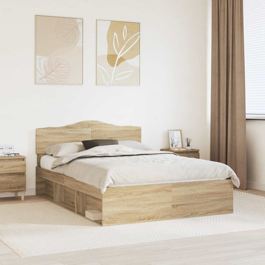 Bed Frame with Headboard Sonoma 140 x 200 cm Solid Pine Wood