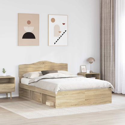 Bed Frame with Headboard Sonoma 140 x 200 cm Solid Pine Wood