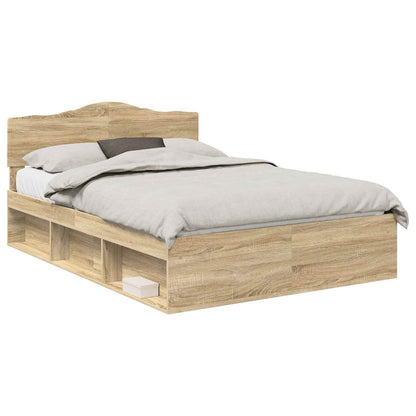 Bed Frame with Headboard Sonoma 140 x 200 cm Solid Pine Wood