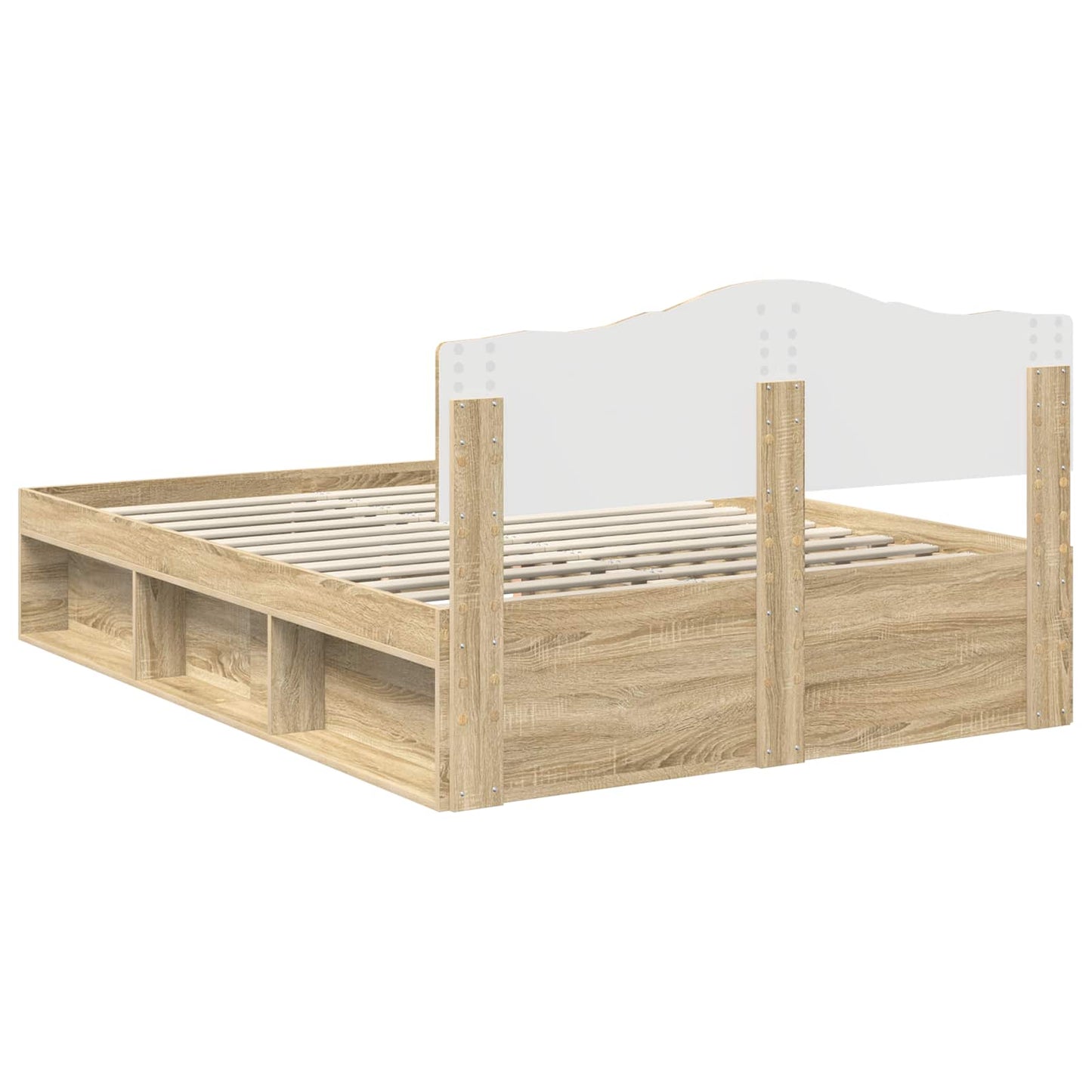 Bed Frame with Headboard Sonoma 140 x 200 cm Solid Pine Wood