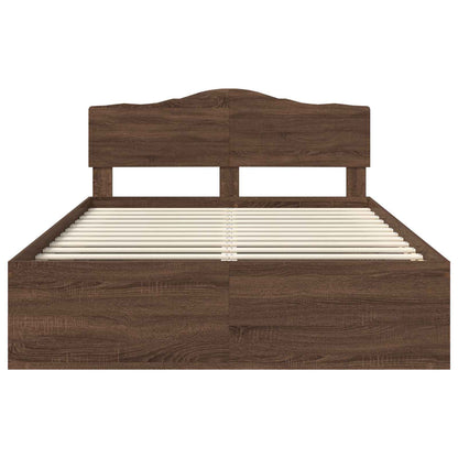 Bed Frame with Headboard Brown Oak 140 x 200 cm Solid Pine Wood