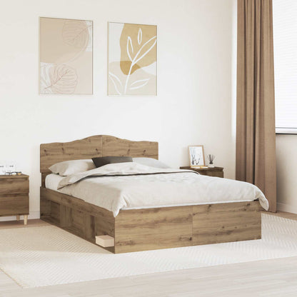 Bed Frame Artisian Oak 140 x 200 cm Solid Pine Wood