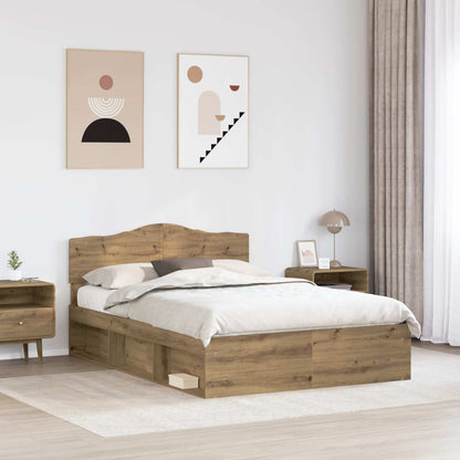 Bed Frame Artisian Oak 140 x 200 cm Solid Pine Wood