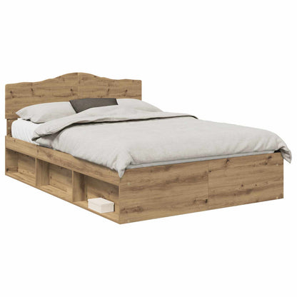 Bed Frame Artisian Oak 140 x 200 cm Solid Pine Wood