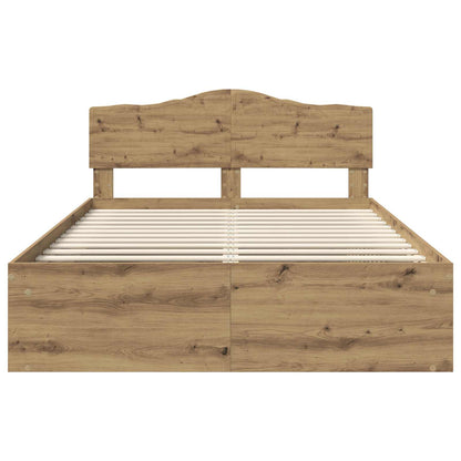 Bed Frame Artisian Oak 140 x 200 cm Solid Pine Wood