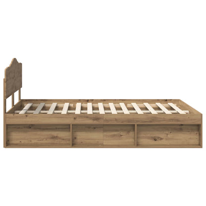 Bed Frame Artisian Oak 140 x 200 cm Solid Pine Wood