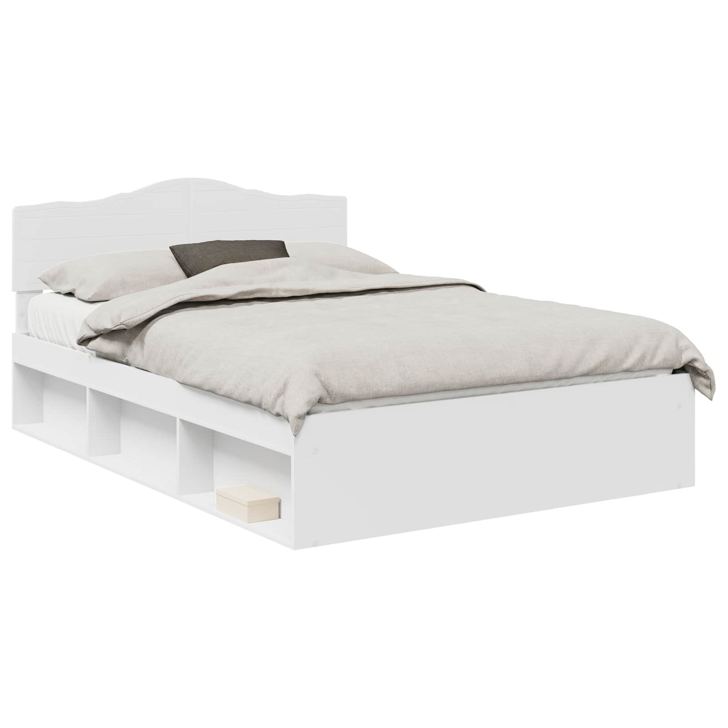 Bed Frame with Headboard White 140 x 190 cm Solid Pine Wood