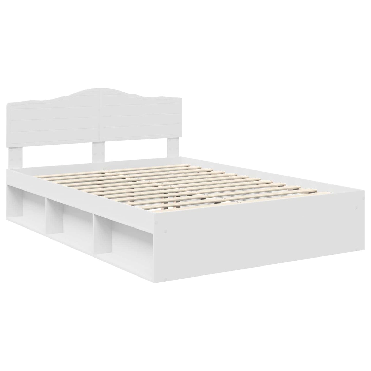 Bed Frame with Headboard White 140 x 190 cm Solid Pine Wood