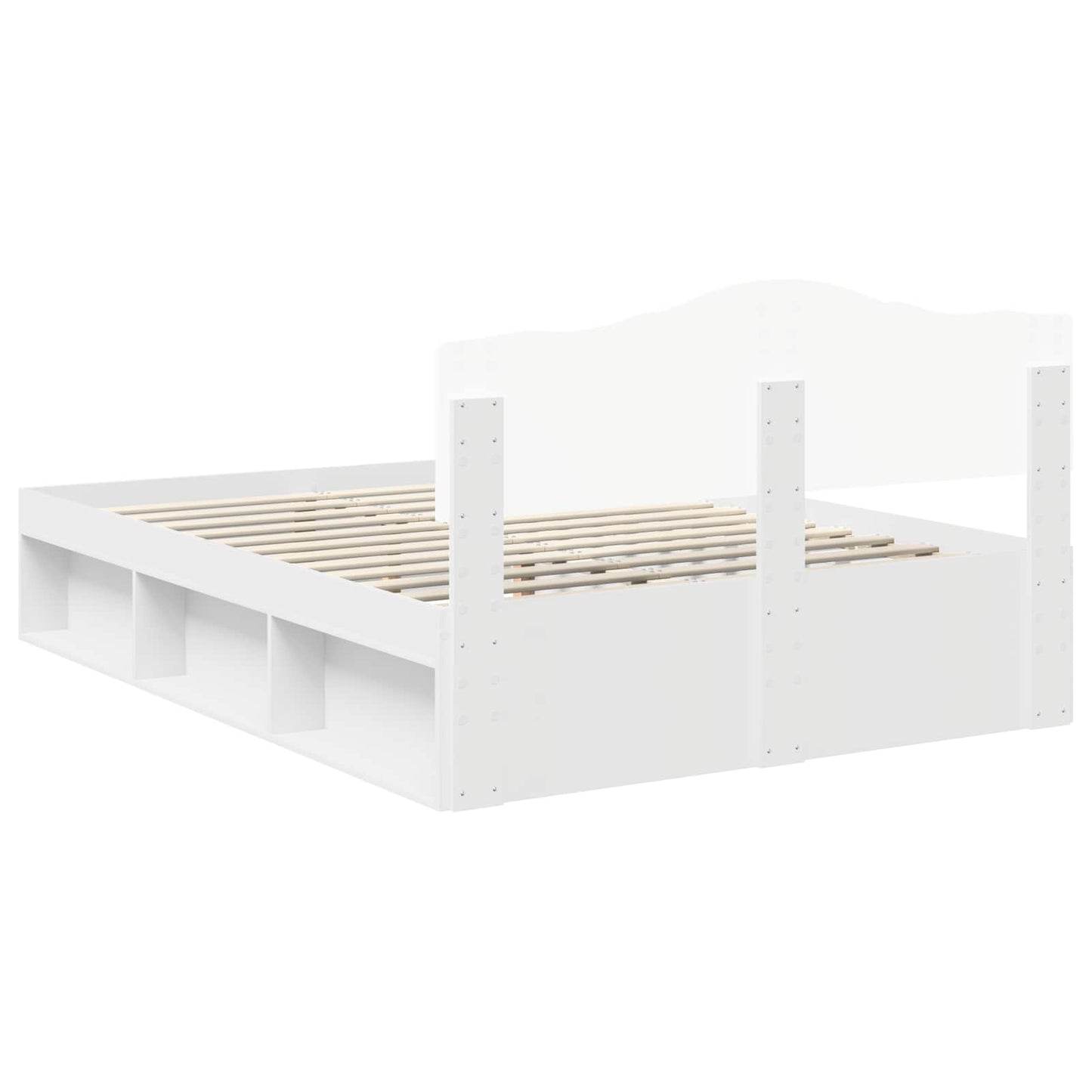 Bed Frame with Headboard White 140 x 190 cm Solid Pine Wood