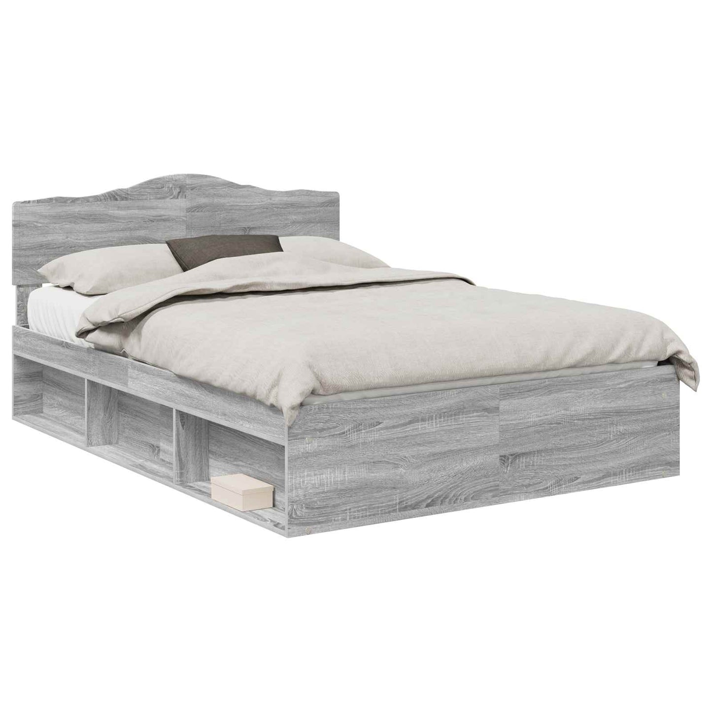 Bed Frame Grey Sonoma 140 x 190 cm Solid Pine Wood
