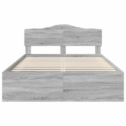 Bed Frame Grey Sonoma 140 x 190 cm Solid Pine Wood