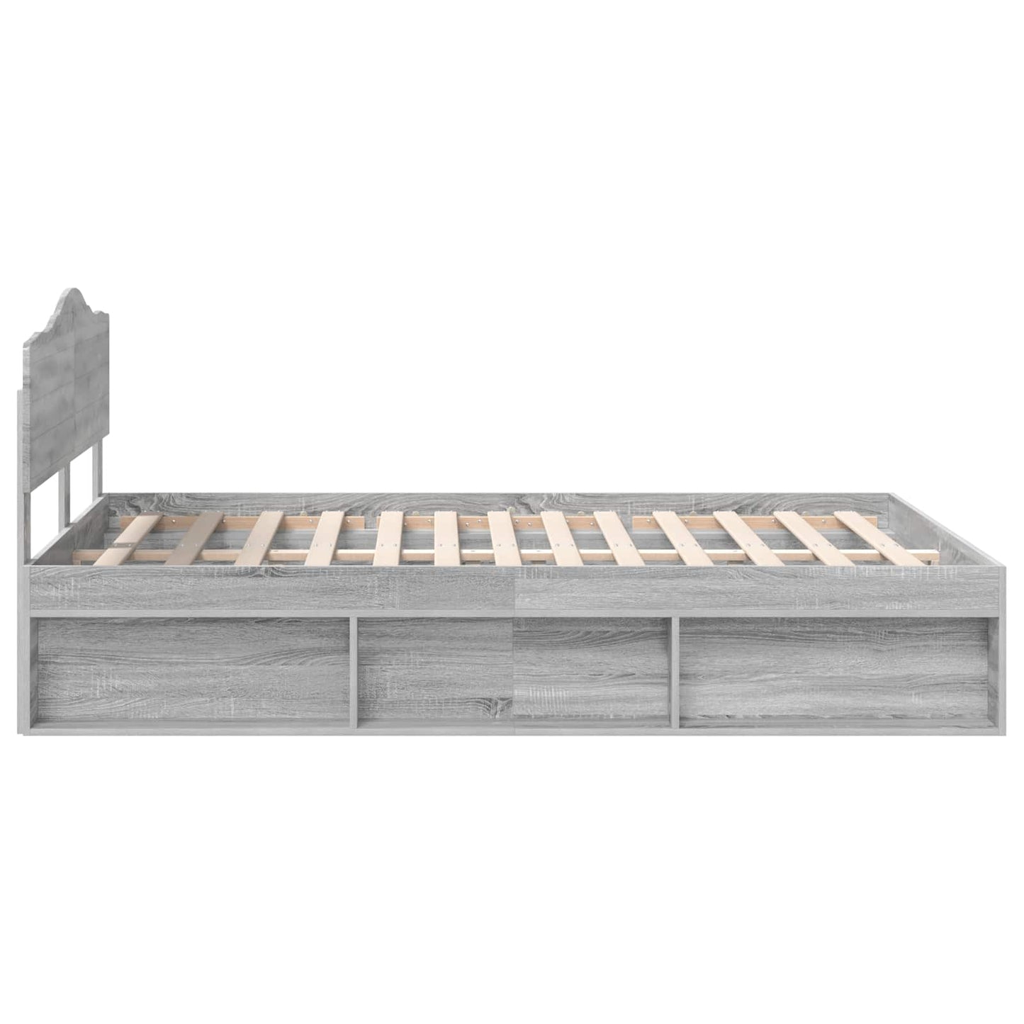 Bed Frame Grey Sonoma 140 x 190 cm Solid Pine Wood