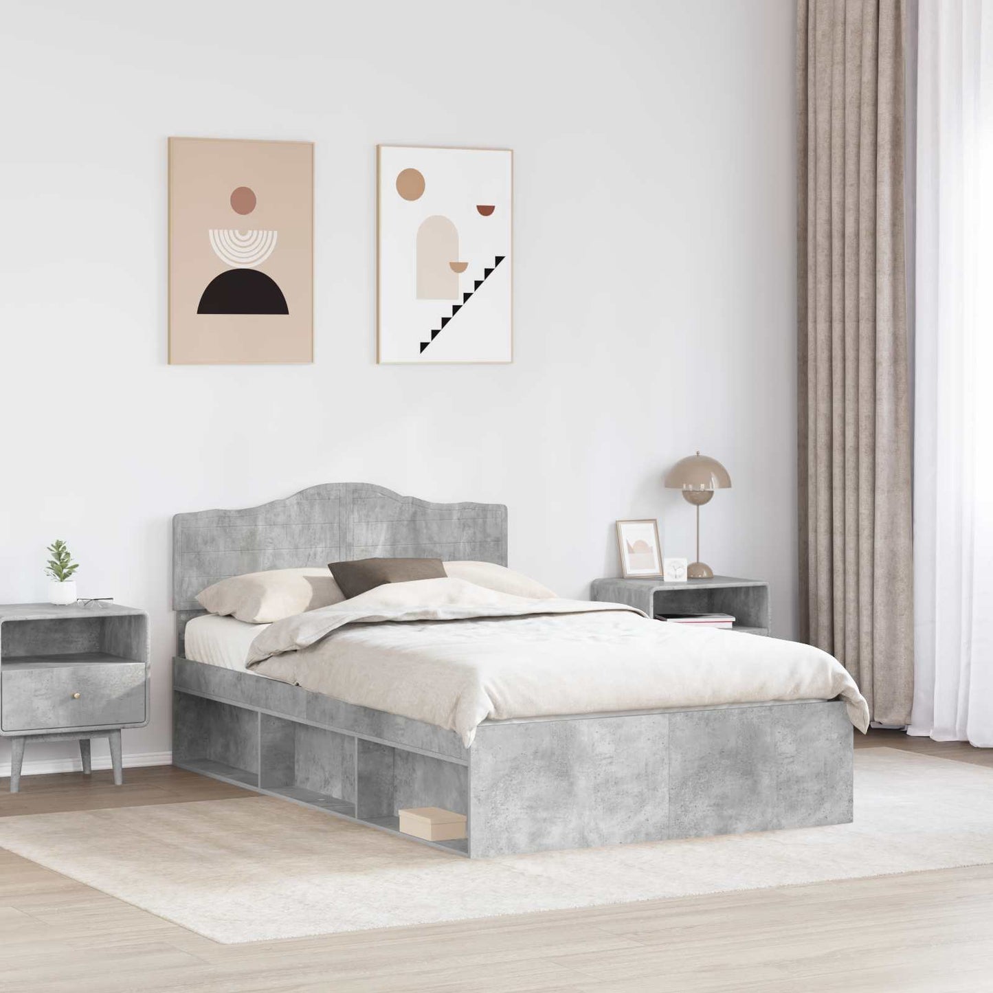 Bed Frame Concerte Grey 135 x 190 cm Solid Pine Wood