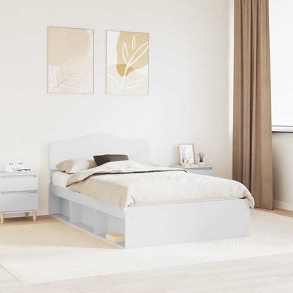 Bed Frame with Headboard White 120 x 200 cm Solid Pine Wood