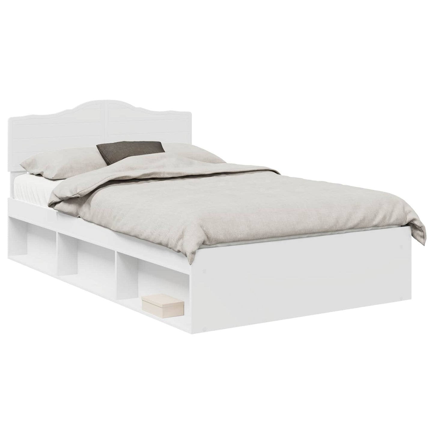 Bed Frame with Headboard White 120 x 200 cm Solid Pine Wood