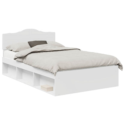 Bed Frame with Headboard White 120 x 200 cm Solid Pine Wood