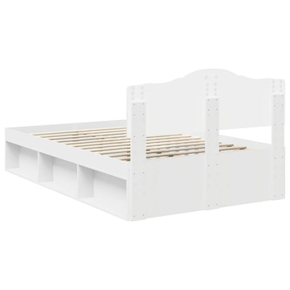Bed Frame with Headboard White 120 x 200 cm Solid Pine Wood