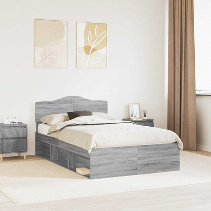 Bed Frame Grey Sonoma 120 x 200 cm Solid Pine Wood