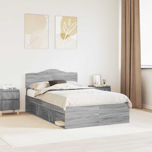 Bed Frame Grey Sonoma 120 x 200 cm Solid Pine Wood
