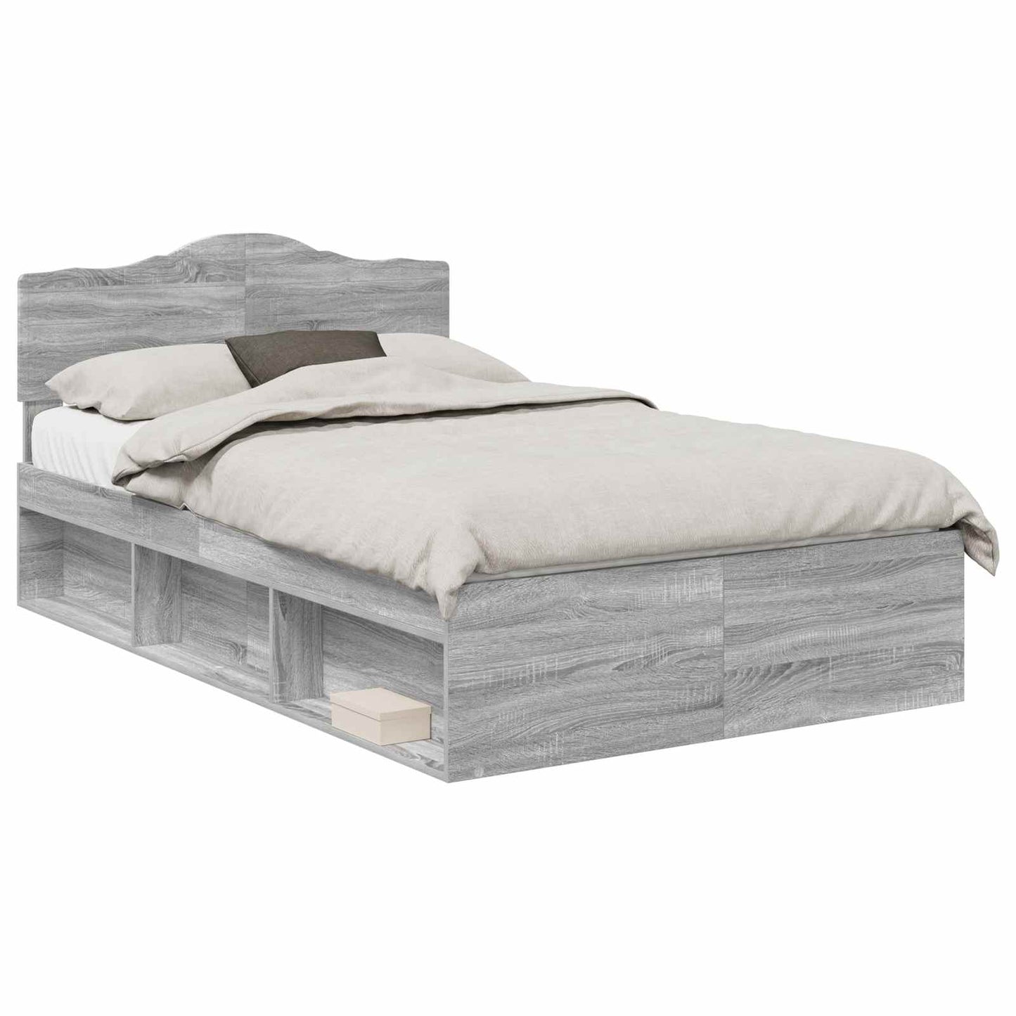 Bed Frame Grey Sonoma 120 x 200 cm Solid Pine Wood
