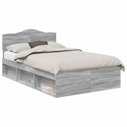 Bed Frame Grey Sonoma 120 x 200 cm Solid Pine Wood