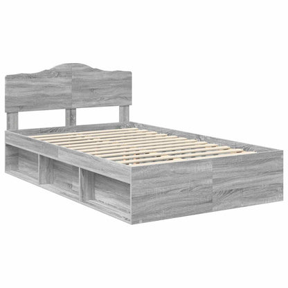Bed Frame Grey Sonoma 120 x 200 cm Solid Pine Wood