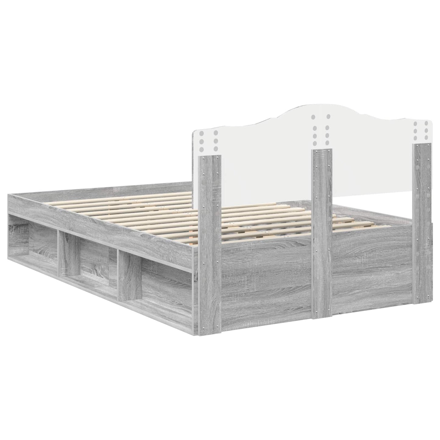 Bed Frame Grey Sonoma 120 x 200 cm Solid Pine Wood