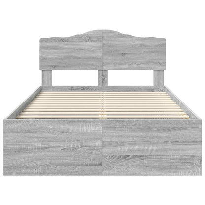 Bed Frame Grey Sonoma 120 x 200 cm Solid Pine Wood