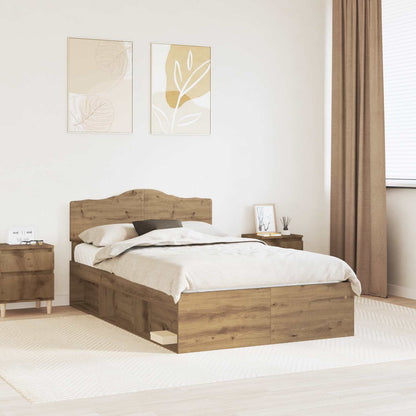 Bed Frame Artisian Oak 120 x 190 cm Solid Pine Wood
