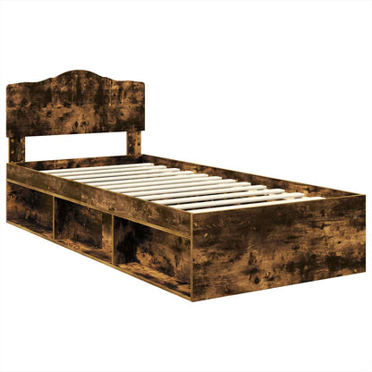 Bed Frame Smoked Oak 100 x 200 cm Solid Pine Wood