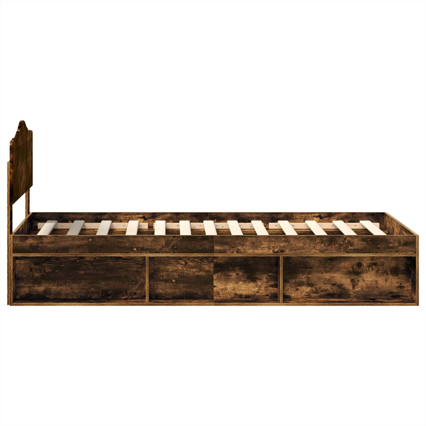 Bed Frame Smoked Oak 100 x 200 cm Solid Pine Wood