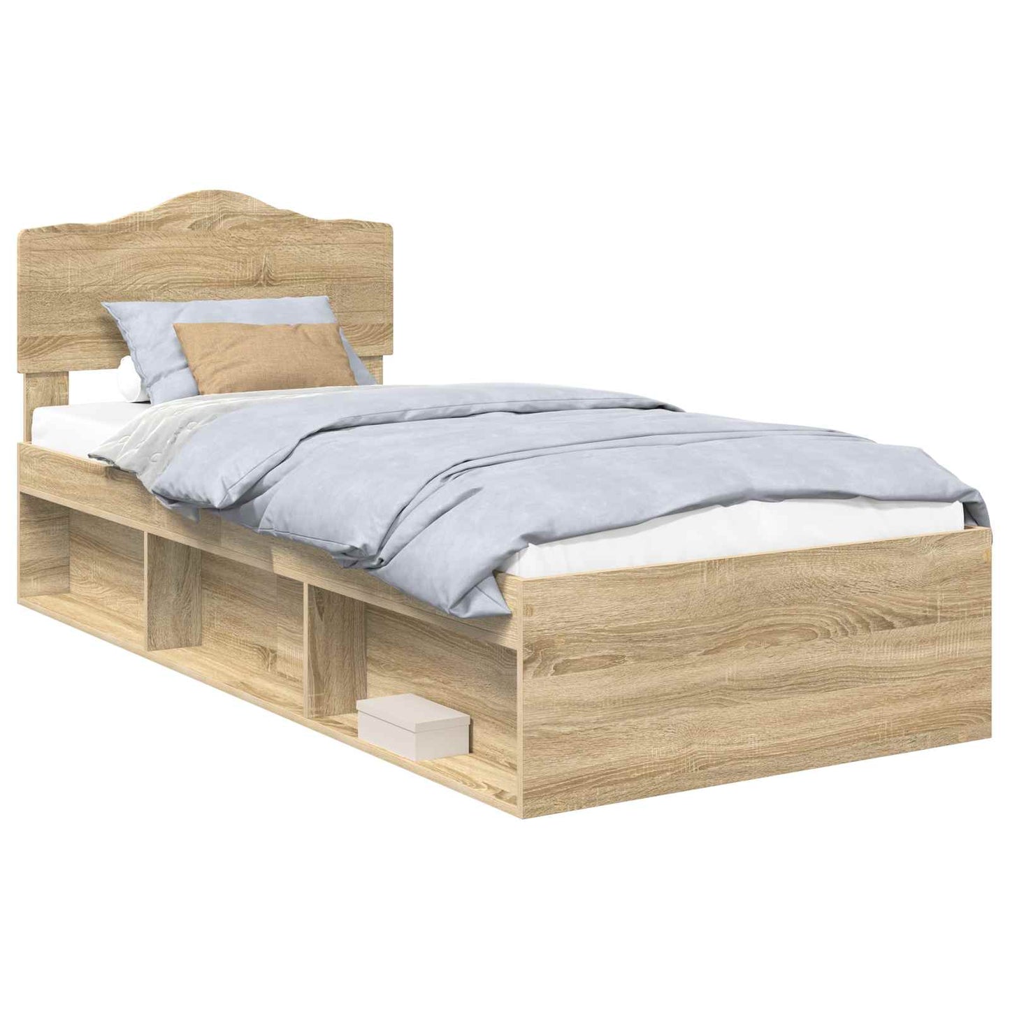 Bed Frame with Headboard Sonoma Oak 90 x 200 cm Solid Pine Wood