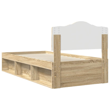Bed Frame with Headboard Sonoma Oak 90 x 200 cm Solid Pine Wood