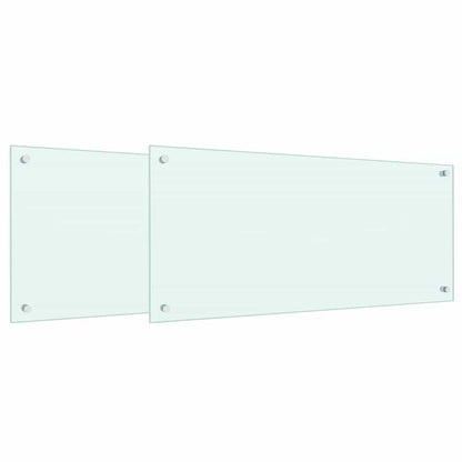 Kitchen Backsplash 2 pcs White 90 x 40 cm Tempered Glass
