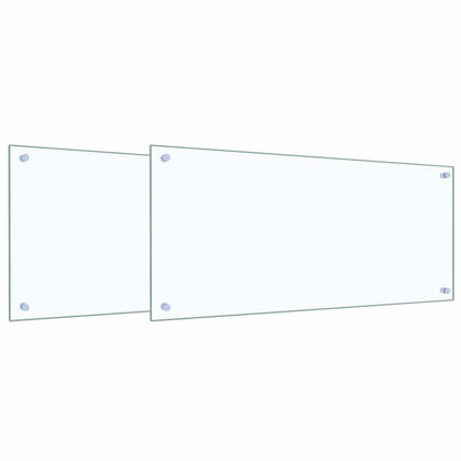 Kitchen Backsplash 2 pcs Transparent 90 x 40 cm Tempered Glass
