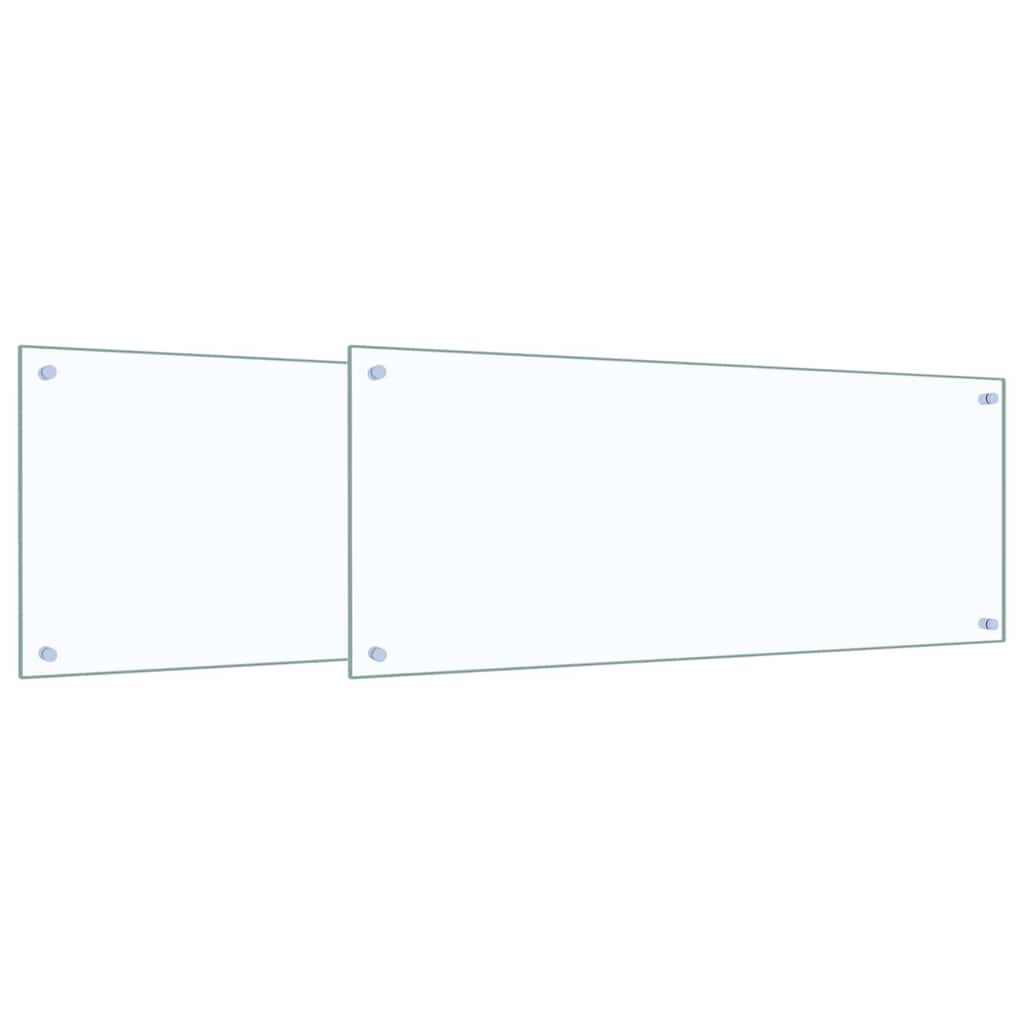 Kitchen Backsplash 2 pcs Transparent 100 x 40 cm Tempered Glass