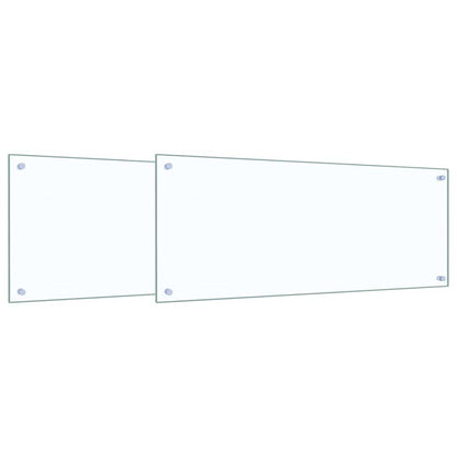 Kitchen Backsplash 2 pcs Transparent 100 x 40 cm Tempered Glass