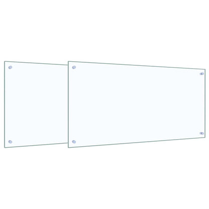 Kitchen Backsplash 2 pcs Transparent 100 x 50 cm Tempered Glass