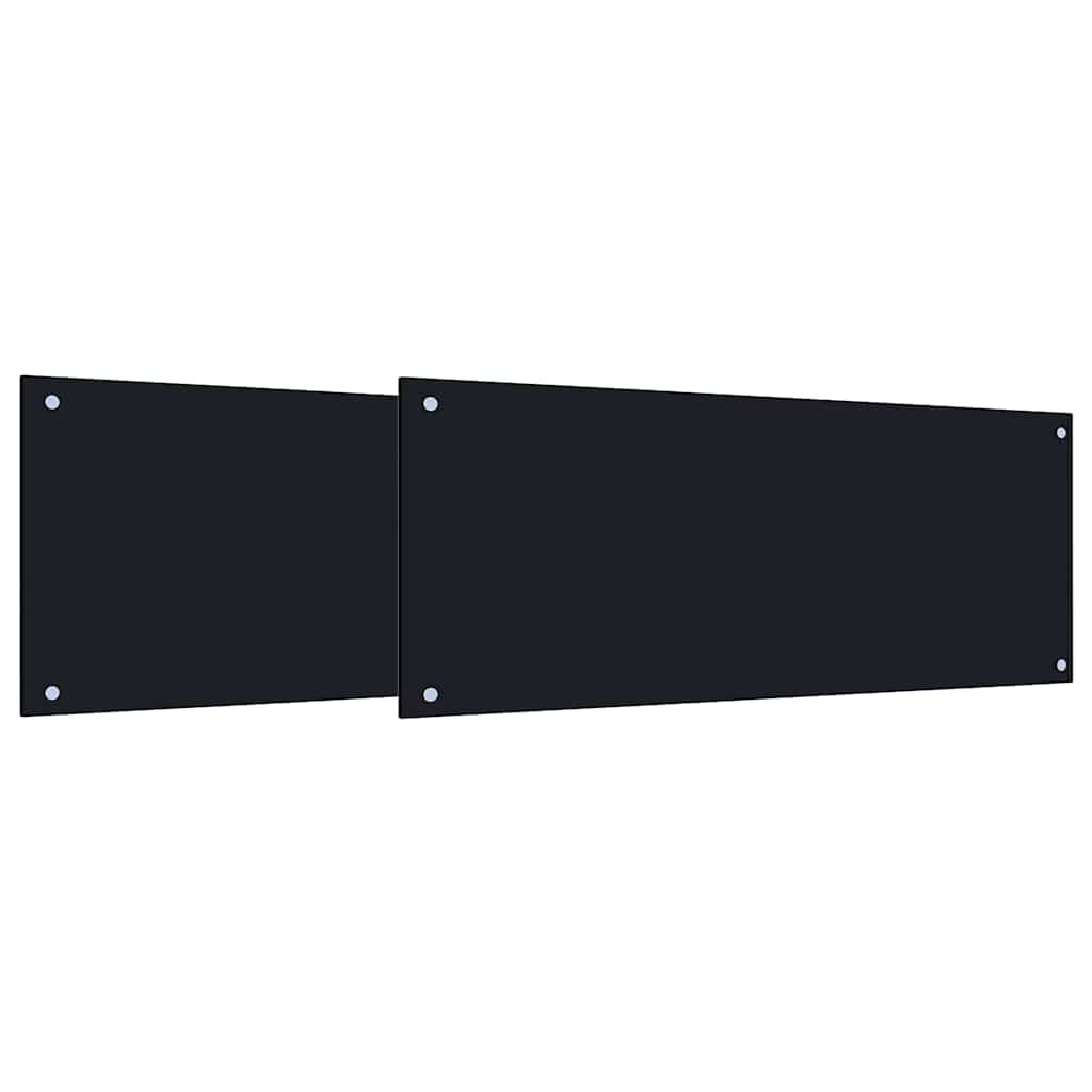 Kitchen Backsplash 2 pcs Black 100 x 40 cm Tempered Glass