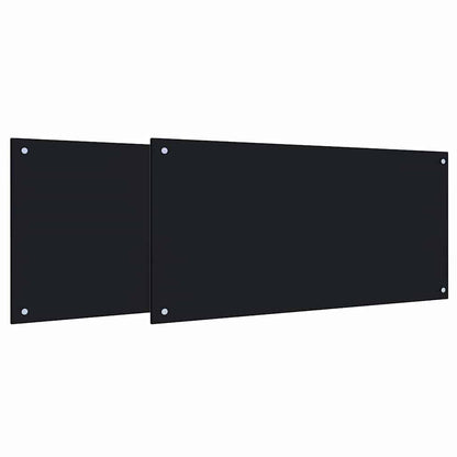 Kitchen Backsplash 2 pcs Black 100 x 50 cm Tempered Glass