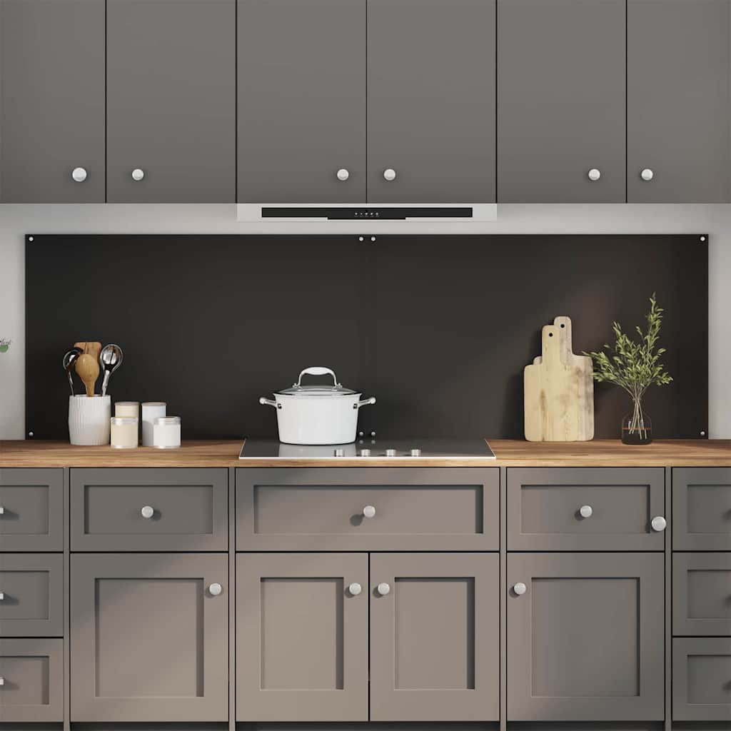 Kitchen Backsplash 2 pcs Black 100 x 60 cm Tempered Glass