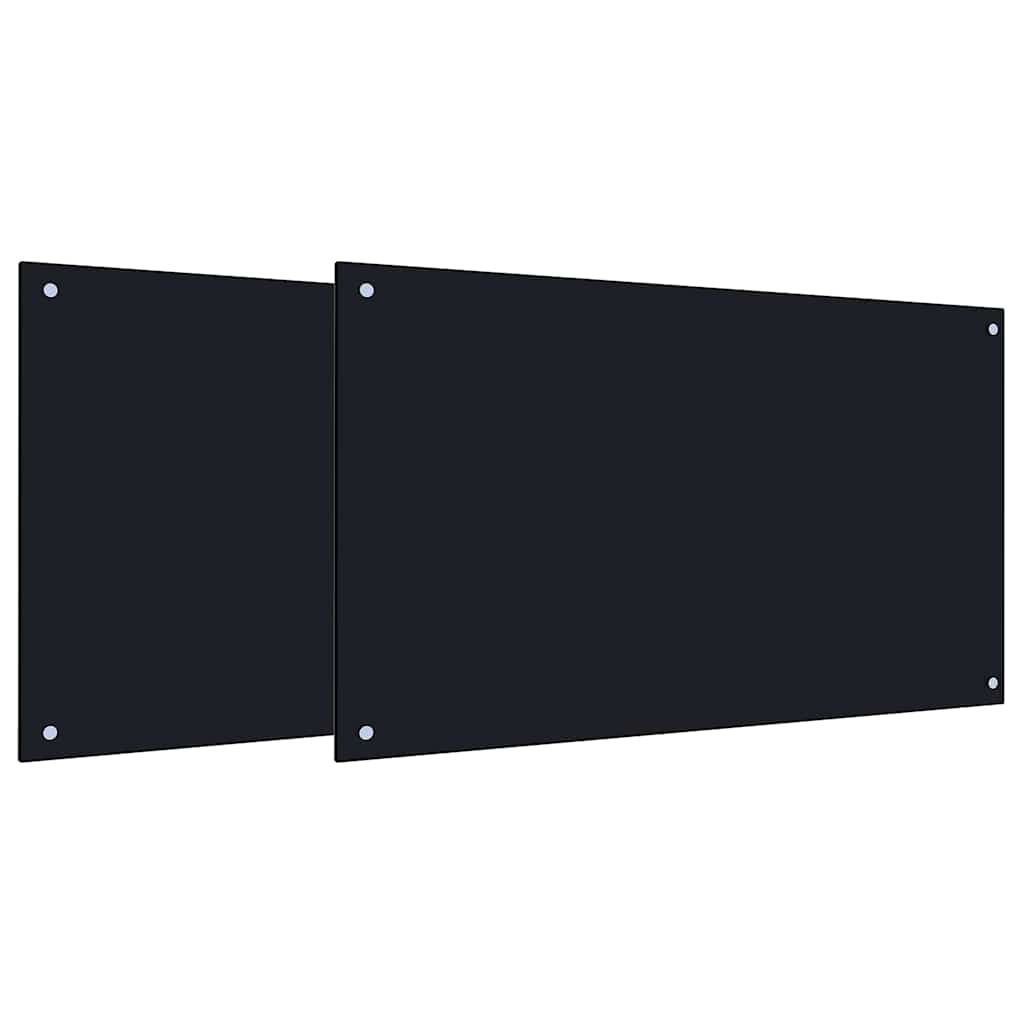 Kitchen Backsplash 2 pcs Black 100 x 60 cm Tempered Glass