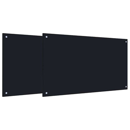 Kitchen Backsplash 2 pcs Black 100 x 60 cm Tempered Glass