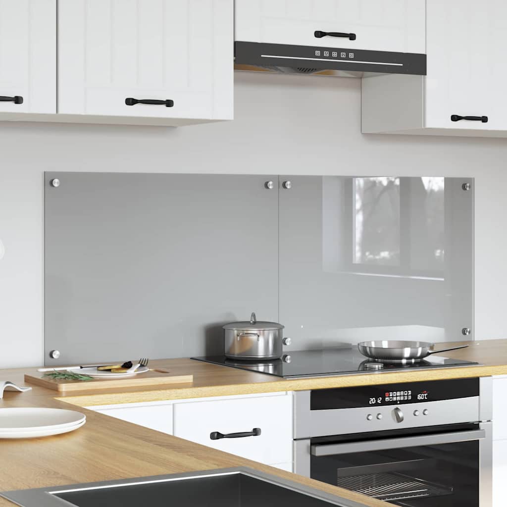 Kitchen Backsplash 2 pcs Light Grey 70 x 50 cm Tempered Glass