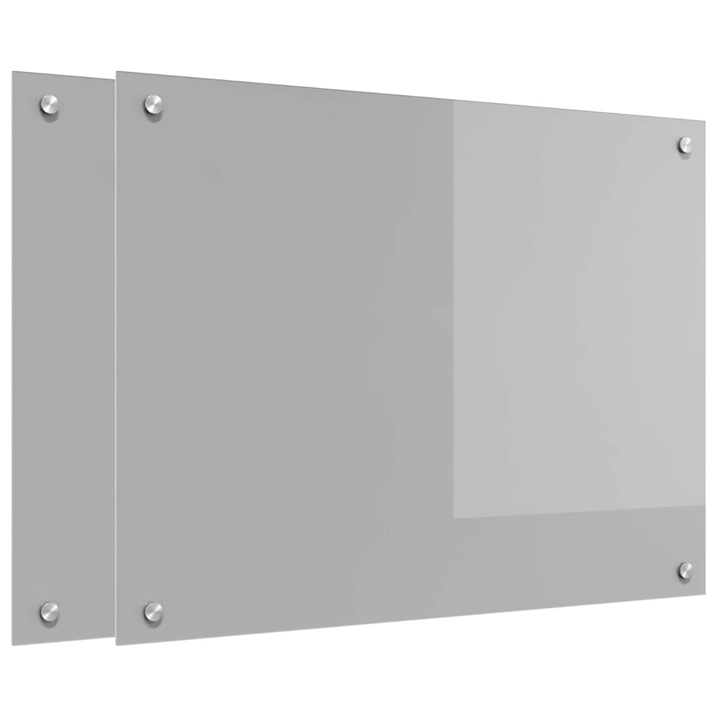 Kitchen Backsplash 2 pcs Light Grey 80 x 60 cm Tempered Glass