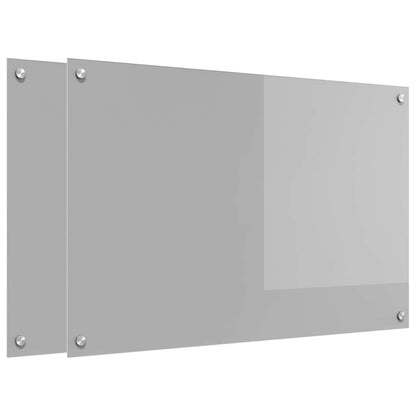 Kitchen Backsplash 2 pcs Light Grey 90 x 60 cm Tempered Glass