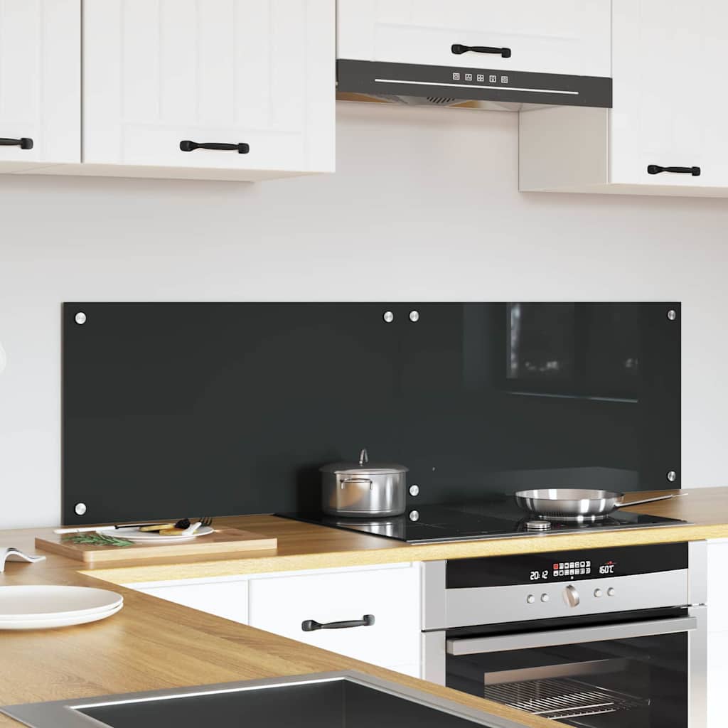 Kitchen Backsplash 2 pcs Dark Grey 70 x 40 cm Tempered Glass
